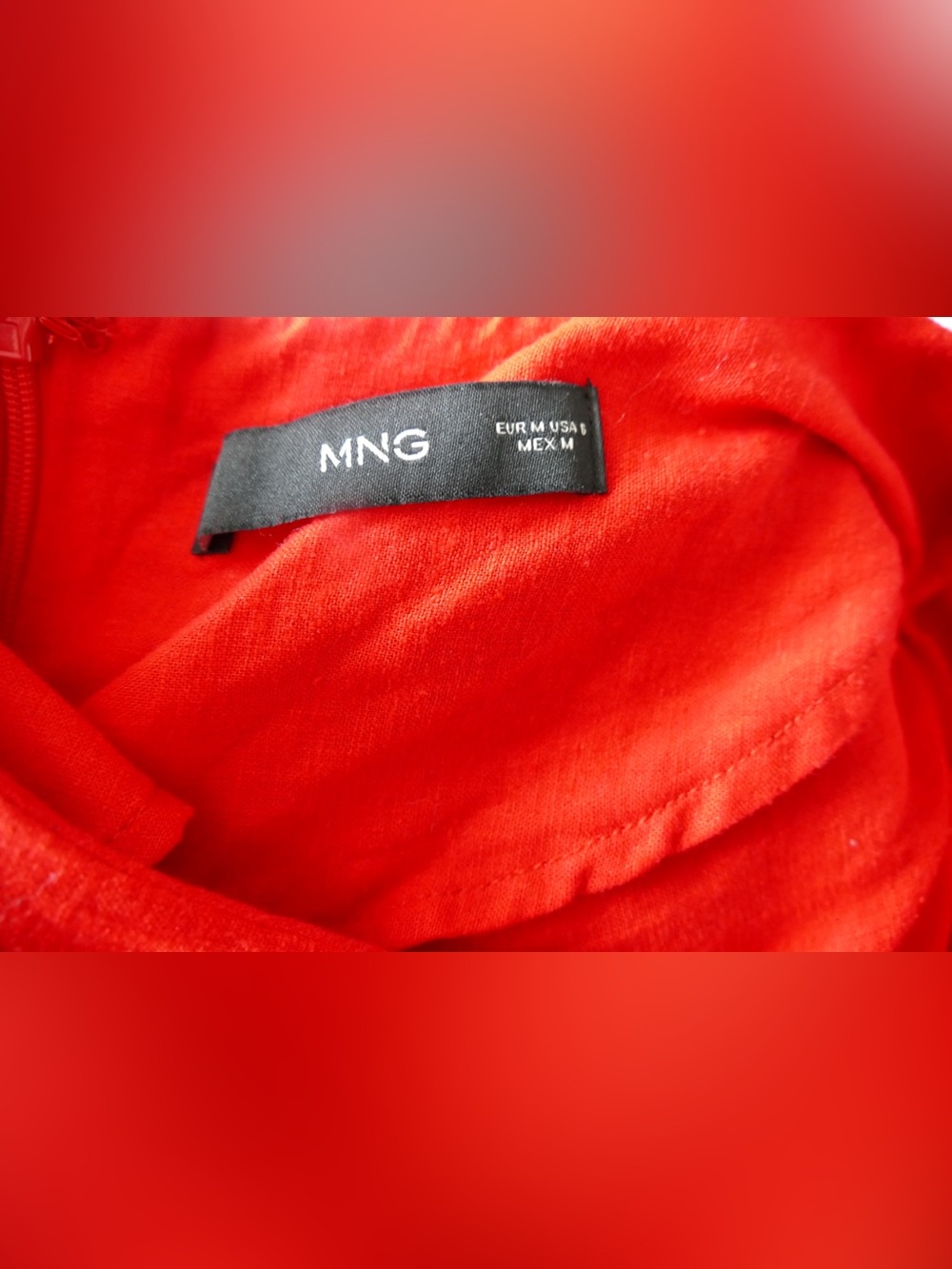 MNG Mango Red Linen Blend Halter Maxi Dress Women’s Medium Boho Summer - Picture 6 of 6